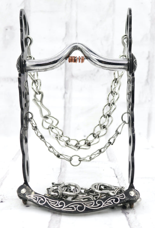 5 1/2" Freno Caballo Black Charro Stainless Horse Bit - M - Royal Saddles - Charro Bits/Frenos