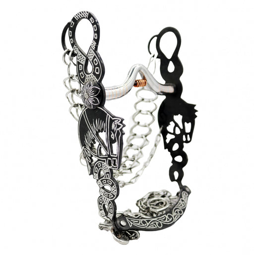 5 1/2" Freno Caballo Black Charro Stainless Horse Bit - M - Royal Saddles - Charro Bits/Frenos