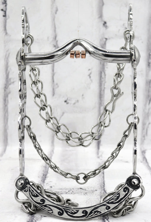 5 1/2" Horse Stainless Steel Charro Bit Freno Horseshoe - M - Royal Saddles - Charro Bits/Frenos