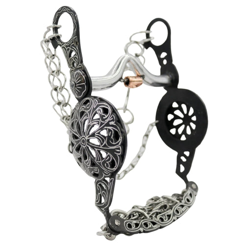 5 1/4" Charro Floral Design Bit Freno Black Bit - M - Royal Saddles - Charro Bits/Frenos
