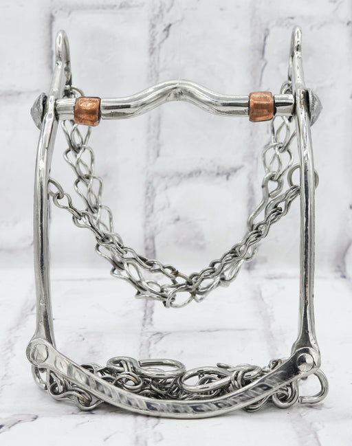 5 1/4" Charro Freno Horse Engraved Bit Copper - M - Royal Saddles - Charro Bits/Frenos