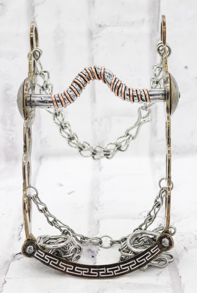 5 1/4" Dorado Charro Freno Saddle Horseshoe Brass Bit - M - Royal Saddles - Charro Bits/Frenos