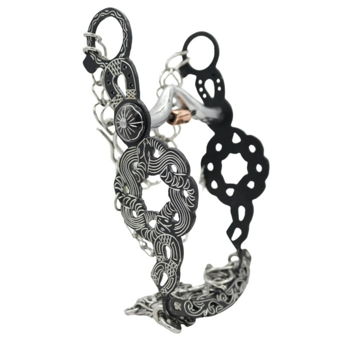 5 1/8" Freno Black Snake Charro Pavonado Horse Bit - M - Royal Saddles - Charro Bits/Frenos