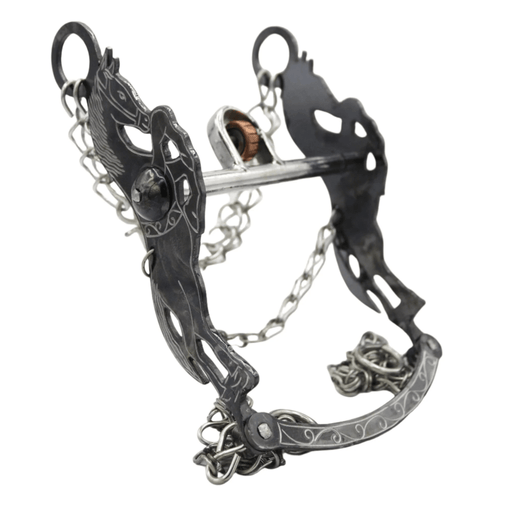 5 1/8 " Freno Charro Horse Black Charro Bit - M - Royal Saddles - Charro Bits/Frenos