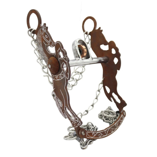 5 1/8" Freno Charro Rustic Con Cobre Horse Stainless Steel - M - Royal Saddles - Charro Bits/Frenos