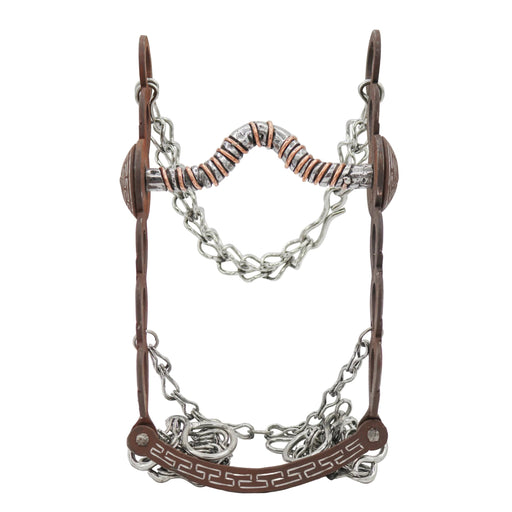 5 3/8" Charro Freno Horse Rustic Bit Greca - M-Royal Saddles - Charro Bits/Frenos