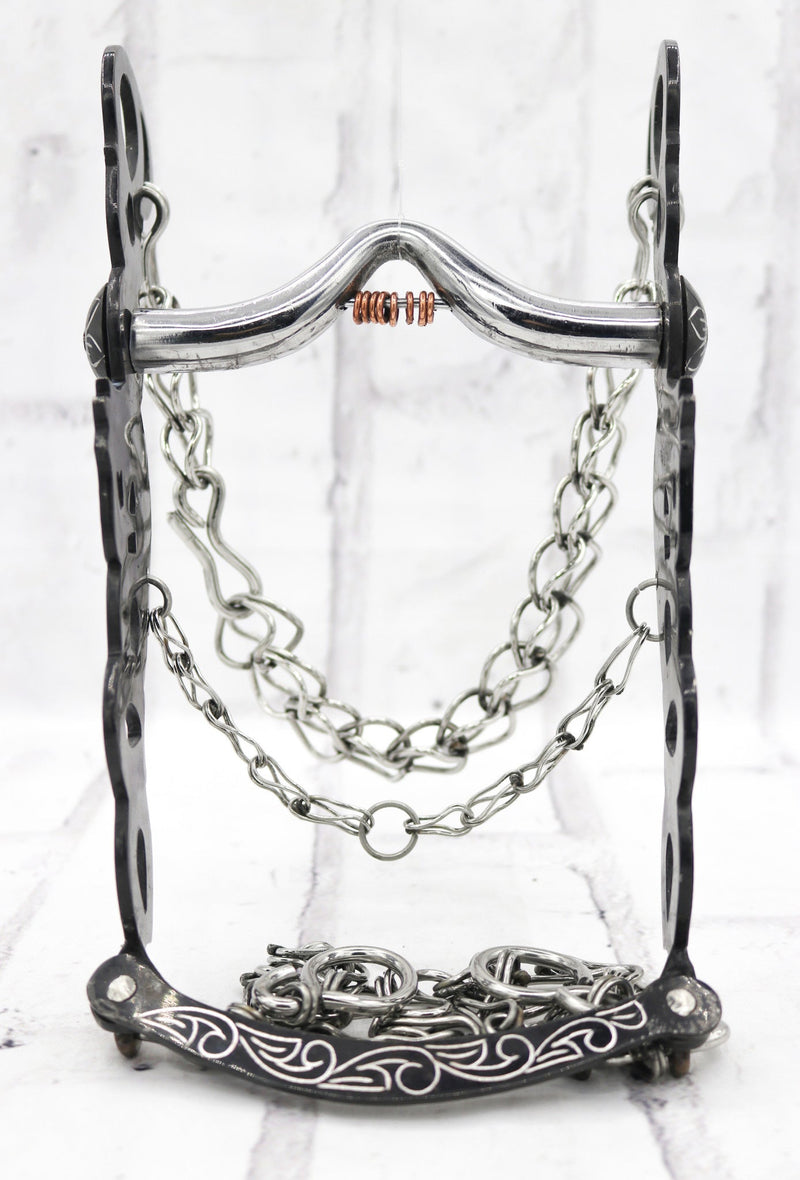 5 3/8" Freno Black Charro Stainless Horse Bit - M - Royal Saddles - Charro Bits/Frenos