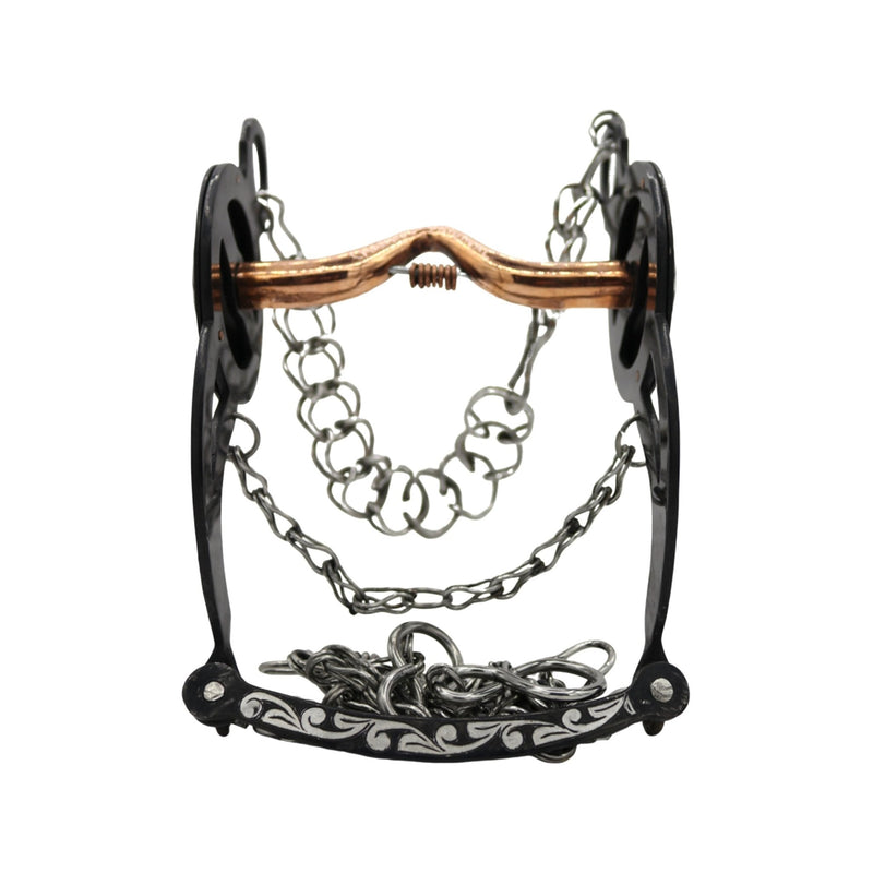 5" Black Horse Bit Freno Cobre Charro Para Caballo - M - Royal Saddles - Charro Bits/Frenos