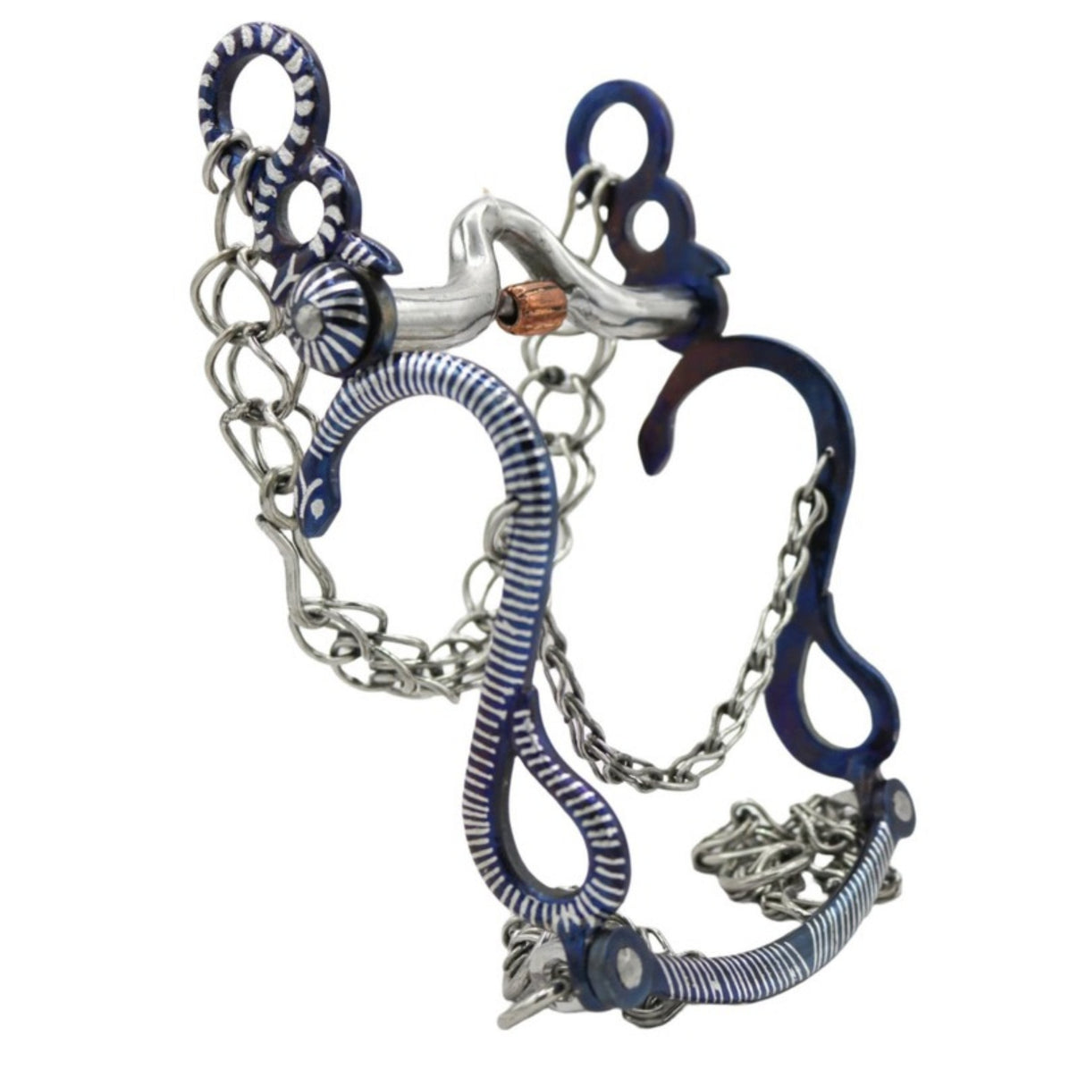 5" Charro Blue Freno Pavonado Azul Horse Bit - M - Royal Saddles - Charro Bits/Frenos