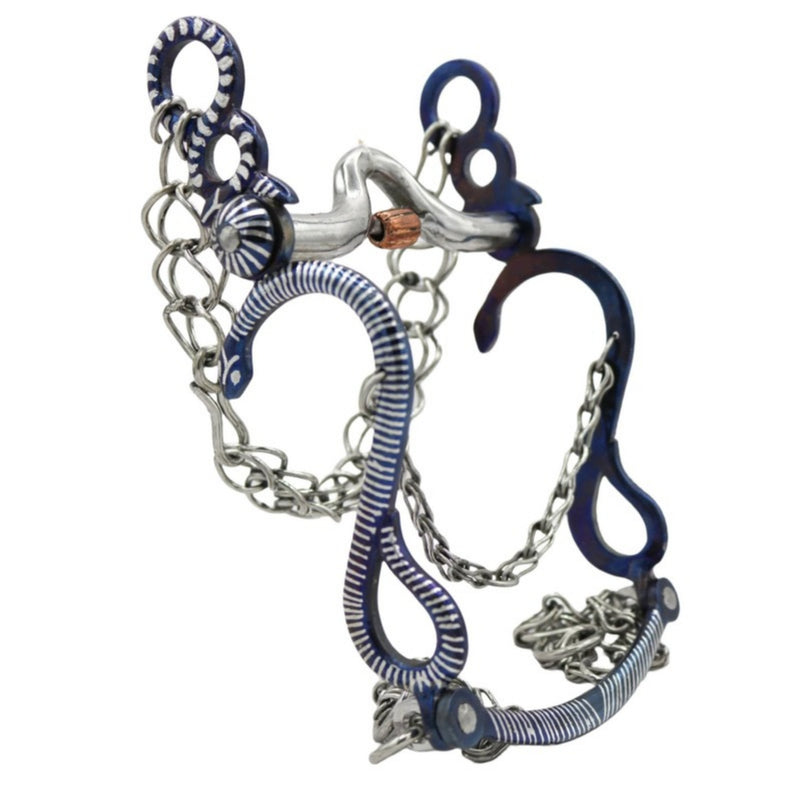 5" Charro Blue Freno Pavonado Azul Horse Bit - M - Royal Saddles - Charro Bits/Frenos
