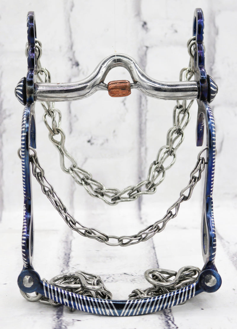 5" Charro Blue Freno Pavonado Azul Horse Bit - M - Royal Saddles - Charro Bits/Frenos