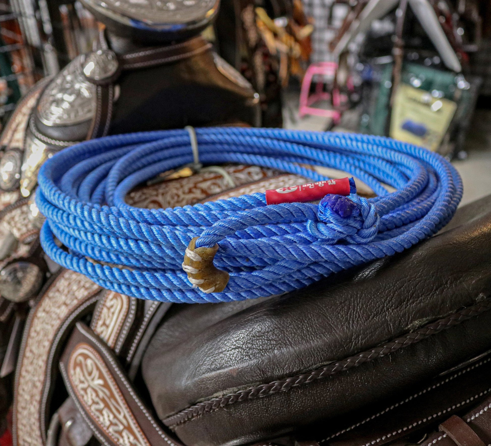 50 ft Blue 10mm Soga De Plomo Rope Poly - Nylon Lasso - M - Royal Saddles - Ropes/Sogas