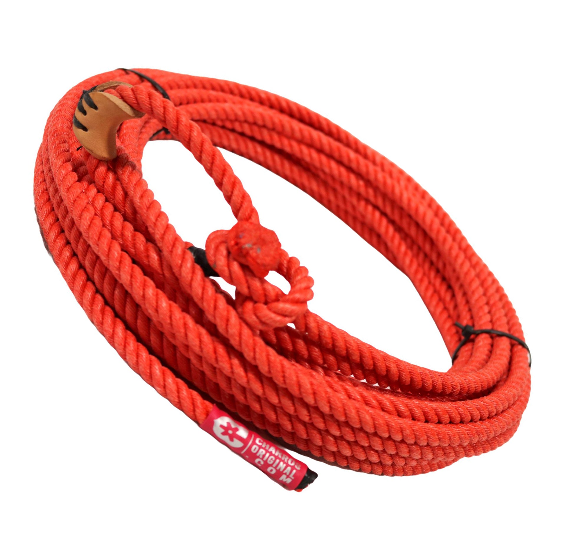 50 FT Red Poly - Nylon 11mm Lead Core Lasso Rope Soga Charra - M - Royal Saddles - Ropes/Sogas