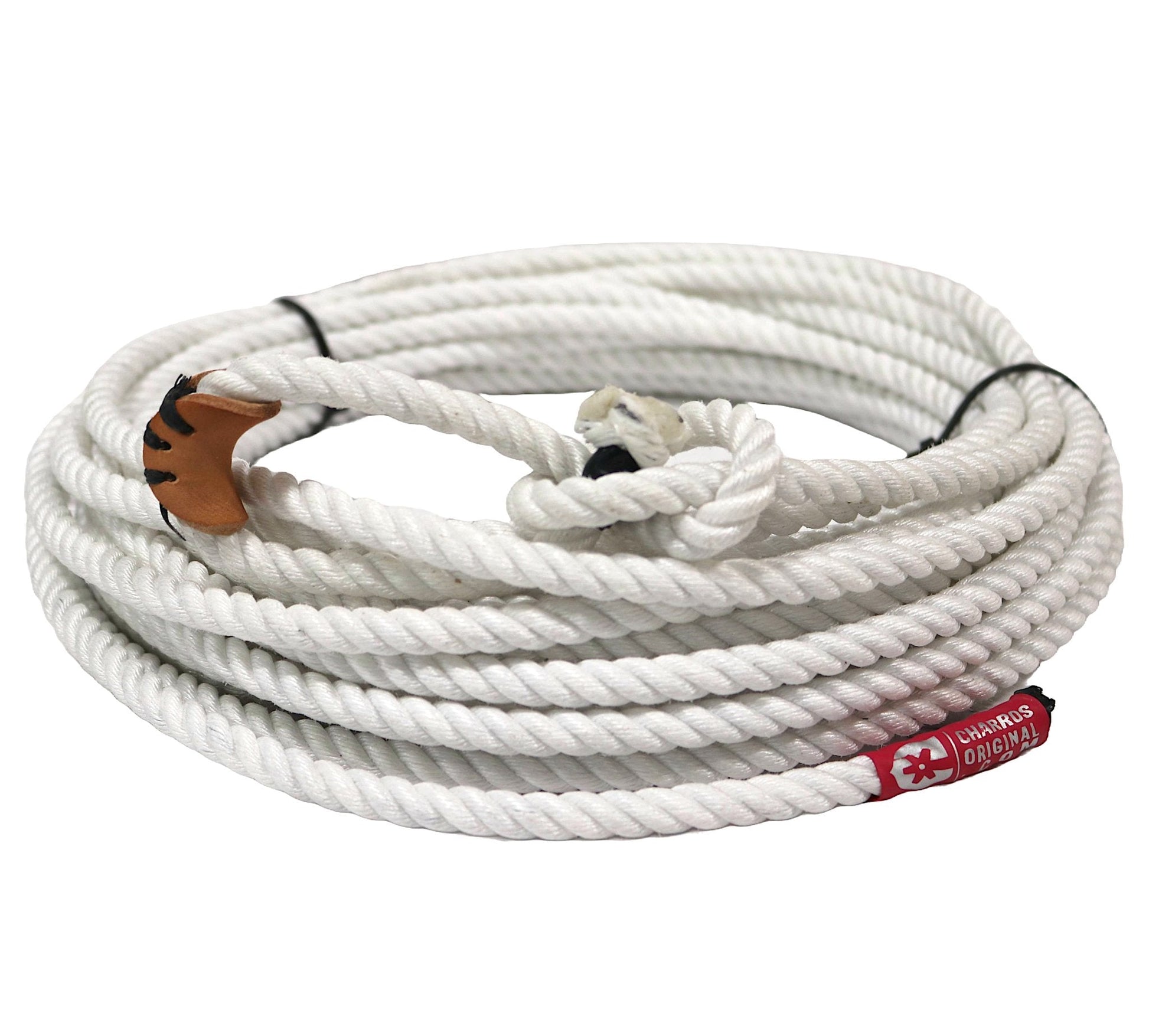 50 FT White 11mm Charro Soga De Plomo Poly Lead Core Rope - M - Royal Saddles - Ropes/Sogas