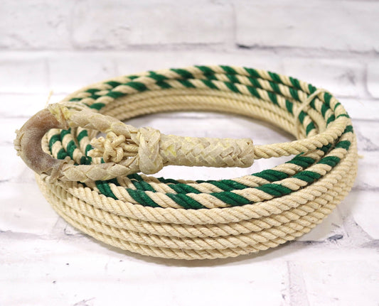 55FT Green Soga De Ixtle Hondilla Cuero Crudo - M - Royal Saddles - Ropes/Sogas