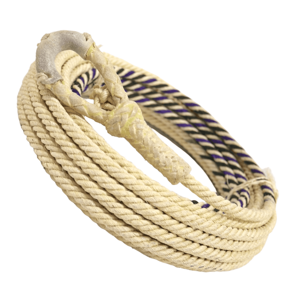 55FT Soga De Ixtle Purple Black Hondilla Cuero Crudo - M - Royal Saddles - Ropes/Sogas