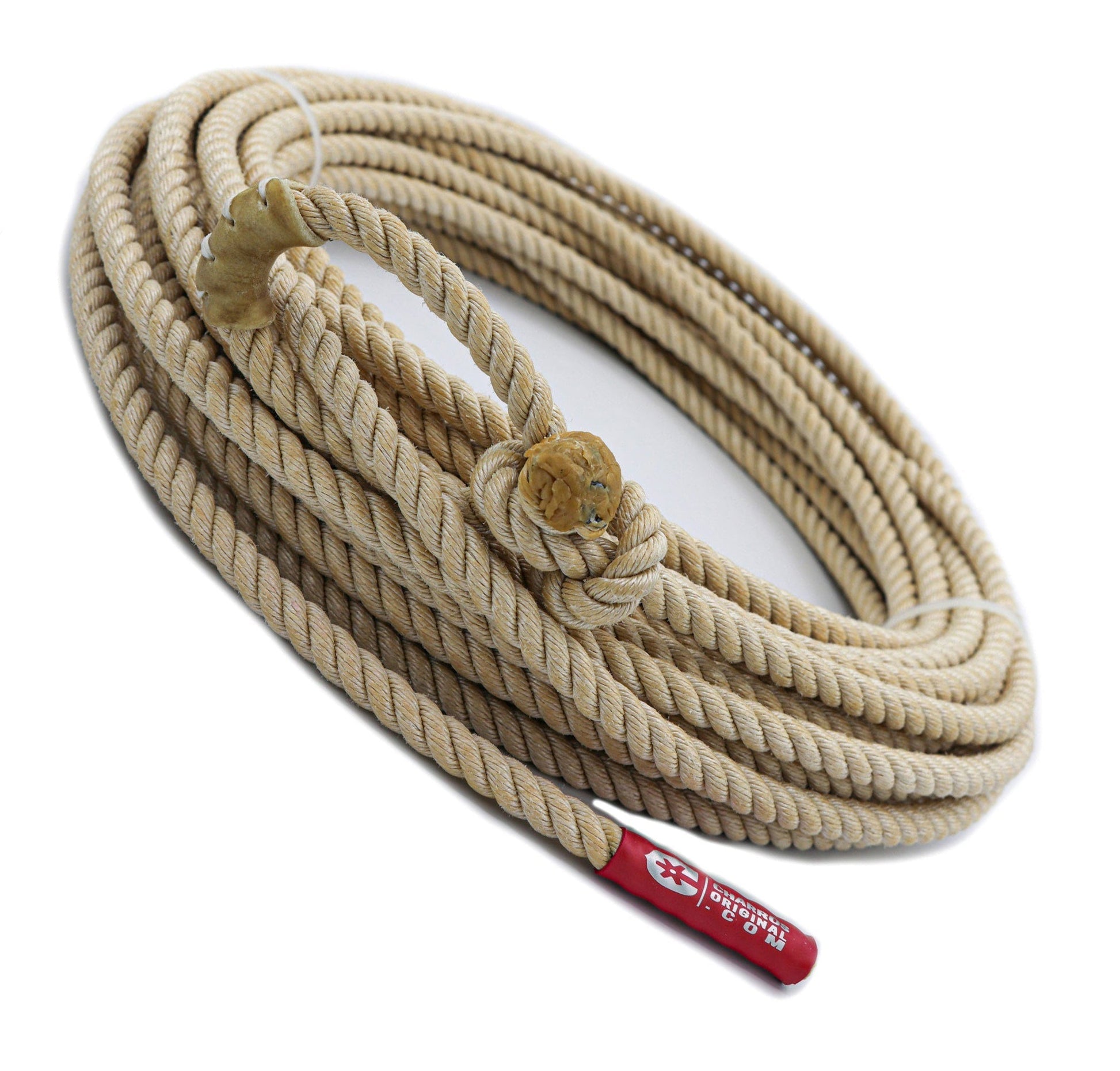 60Ft Tan Poly Nylon 10.5mm Brown Rope Lasso Soga Plomo - M - Royal Saddles - Ropes/Sogas