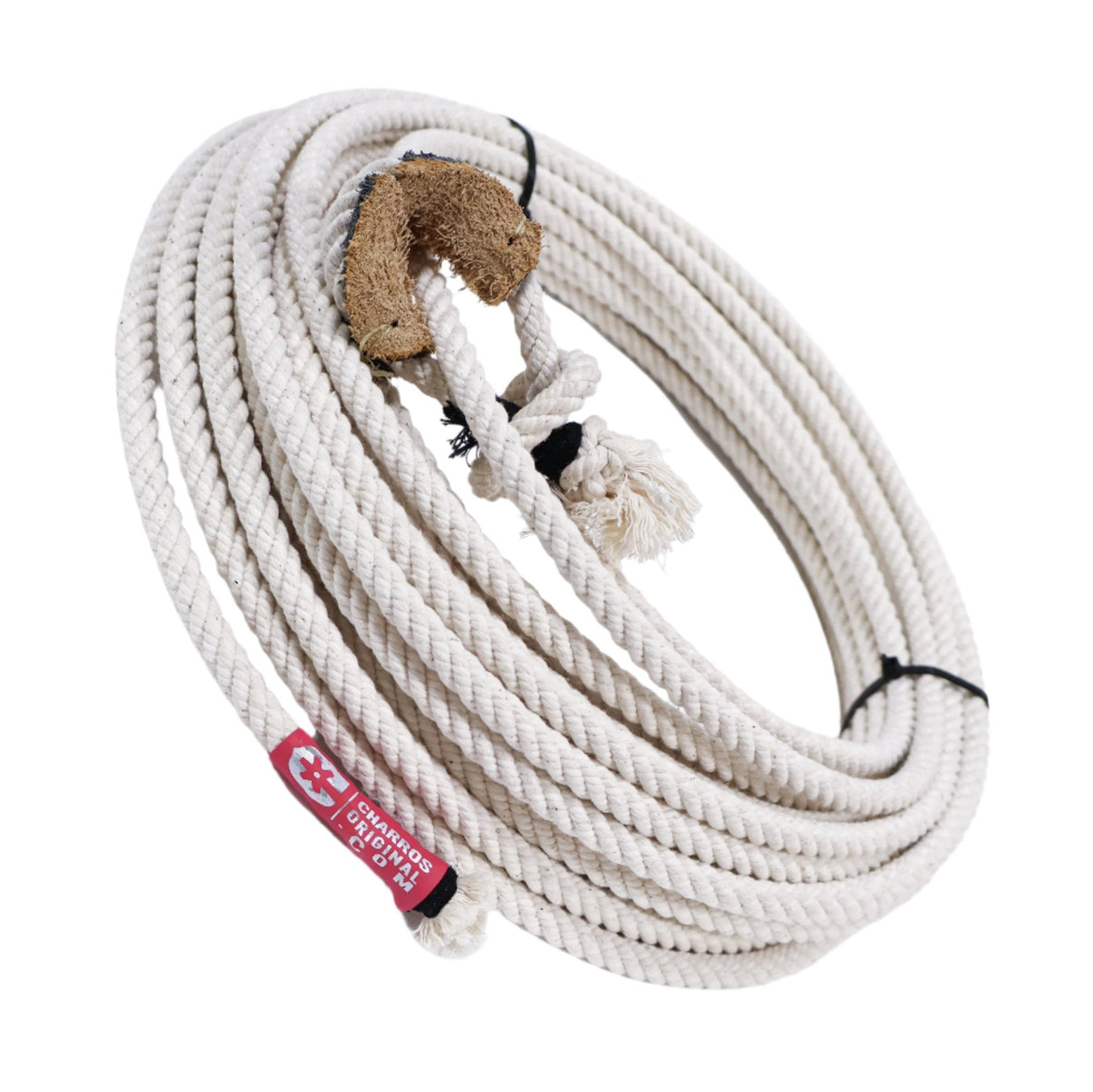 65FT Soga Charro 10mm Cotton Rope Leather Burner - M - Royal Saddles - Ropes/Sogas