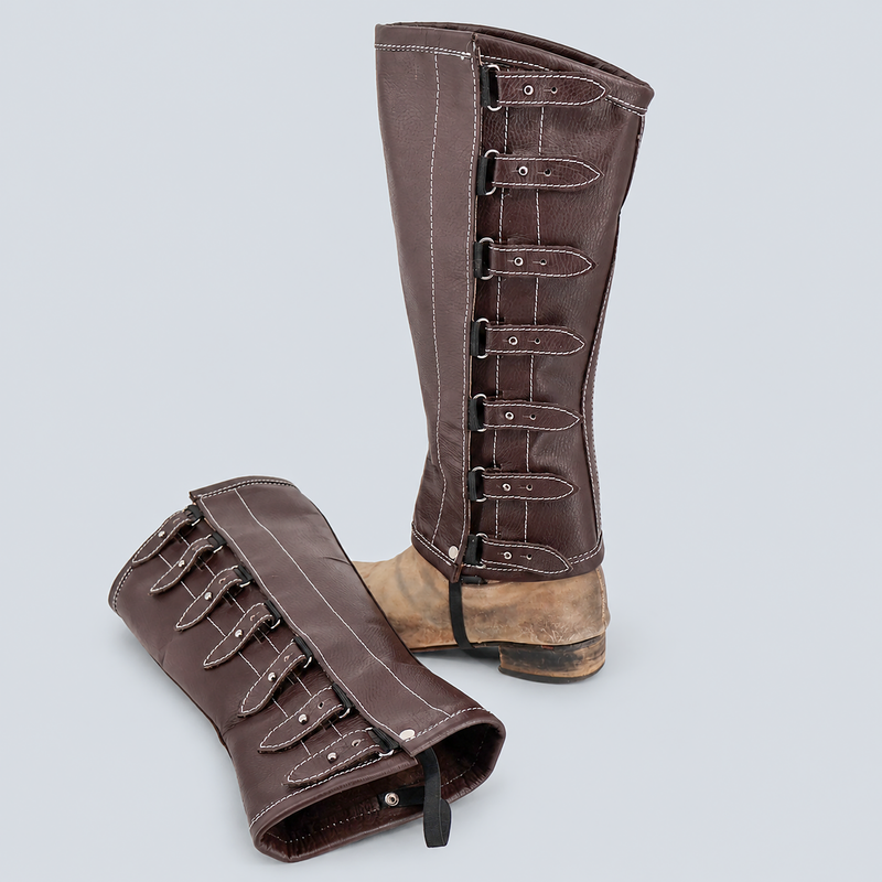 Charro Brown Polainas Espanolas Para Montar Leather Half Chaps - M-Royal Saddles - Charro Polainas/Chaps
