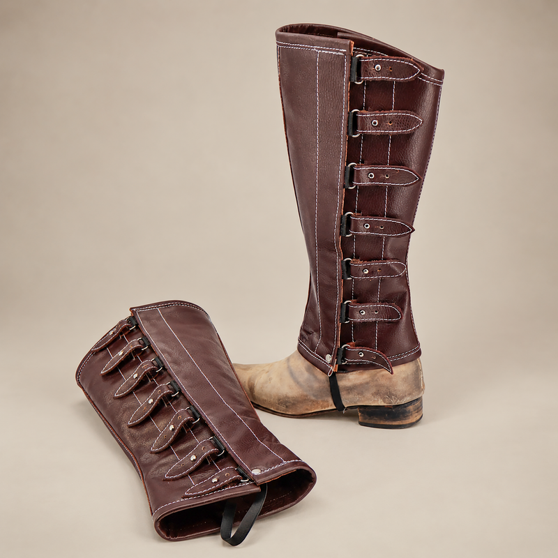 Charro Vino Polainas Espanolas Montar Leather Half Chaps - M-Royal Saddles - Charro Polainas/Chaps