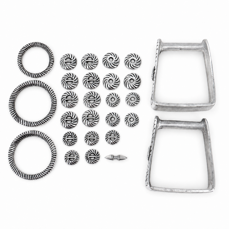 Charro Hardware Saddle Set Juego De Herrajes De Aluminio - M-Royal Saddles - Charro Saddle Parts