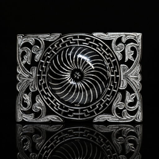Pavonada Flor Negra Charro Belt Buckle - M-Royal Saddles - Belts/Buckles