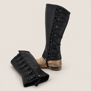 Charro Black Polainas Espanolas Para Montar Leather Half Chaps - M-Royal Saddles - Charro Polainas/Chaps