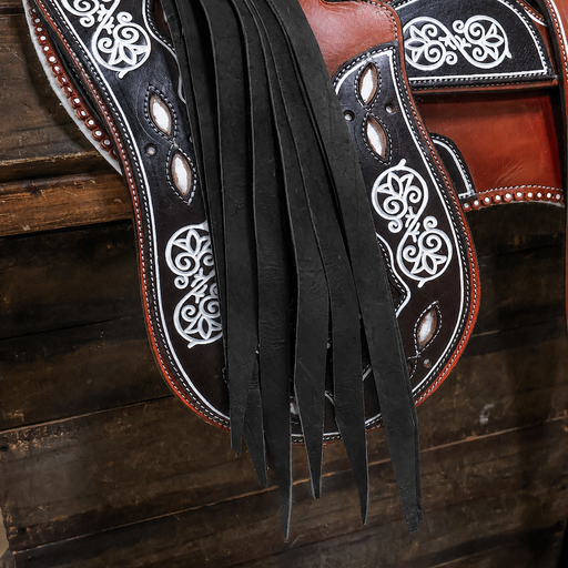 Juego de 8 Piel Black Tientos Para Montura Charra Leather Strings - M-Royal Saddles - Charro Saddle Parts