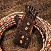 Charros Large Brown Leather Glove Manilla Charra Lienzo - M-Royal Saddles - Ropes/Sogas