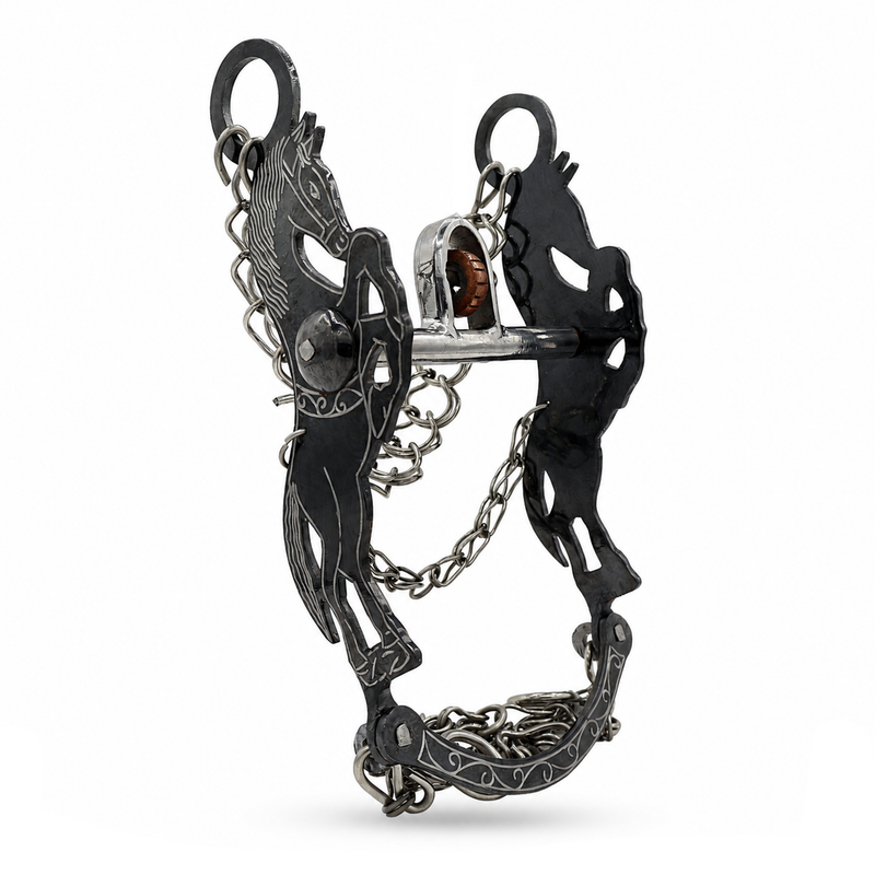 5 1/8 " Freno Charro Horse Black Charro Bit - M-Royal Saddles - Charro Bits/Frenos