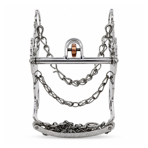 5 1/4" Freno Charro Acero Inoxidable Cobre Horse Charro Bit - M-Royal Saddles - Charro Bits/Frenos