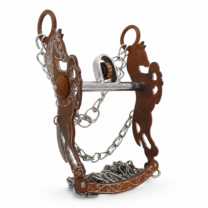 5" Freno Charro Rustic Con Cobre  Horse Stainless Steel