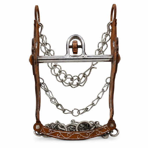 5" Freno Charro Rustic Con Cobre Horse Stainless Steel - M-Royal Saddles - Charro Bits/Frenos