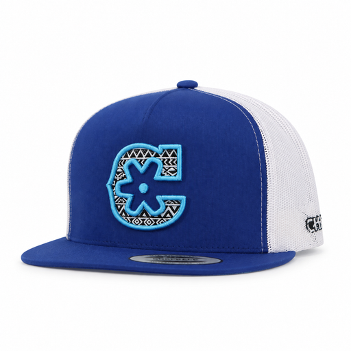 3D Azul Charros Original "C" Trucker Hat - M-Royal Saddles - Charros Original Hats