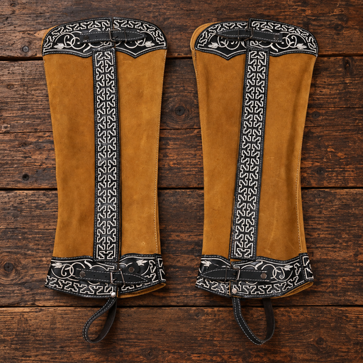 Mexican Tan Polainas Gamuza Riding Charro Chaps - M-Royal Saddles - Charro Polainas/Chaps
