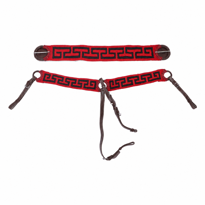 Red/ Black Charro Pechera 36" Cincho Greca Montura Charra - M-Royal Saddles - Charro Breastcollar/Pechera
