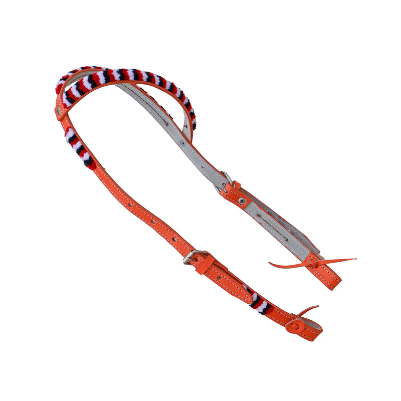 Charro Miel Cabezada Tri Color Chomiteada Horse Headstall