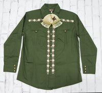 42 (XL) Verde Charro Camisa Charra Diseño Bordada