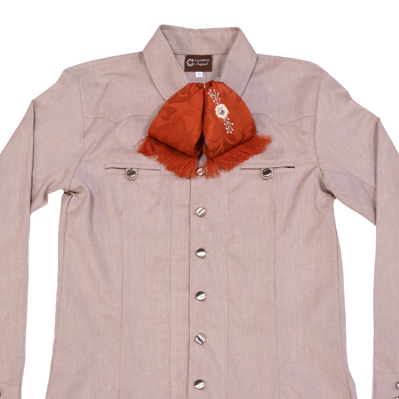 36 (S) Beige Brown Camisa Charra Charreria