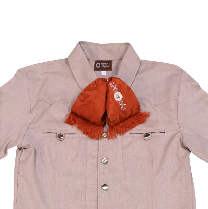36 (S) Beige Brown Camisa Charra Charreria