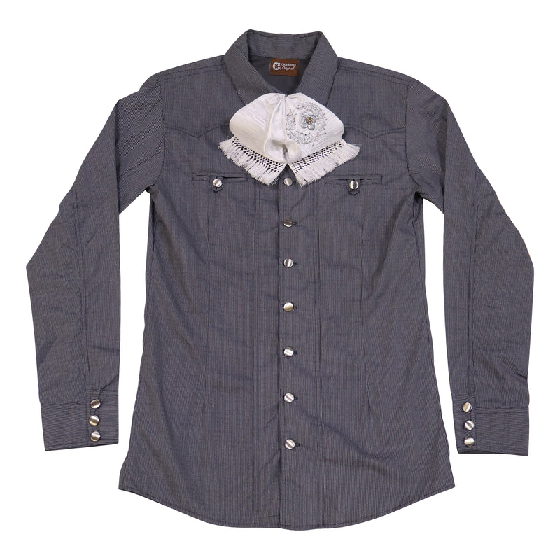 Gris Camisa Charra Diseño Estampado Charreria