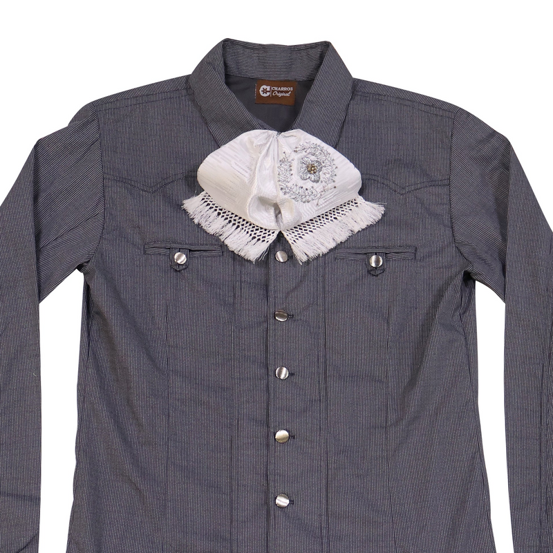 Gris Camisa Charra Diseño Estampado Charreria