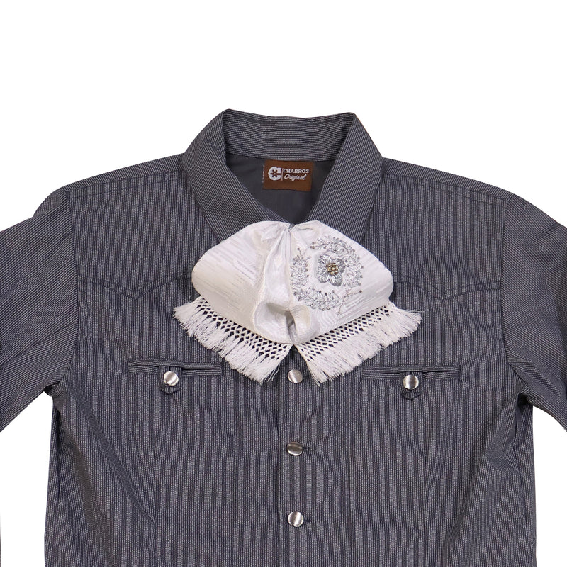 Gris Camisa Charra Diseño Estampado Charreria