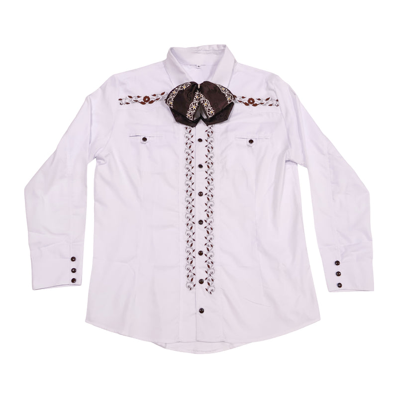 42 (XL) Charro Flor White Camisa Charra
