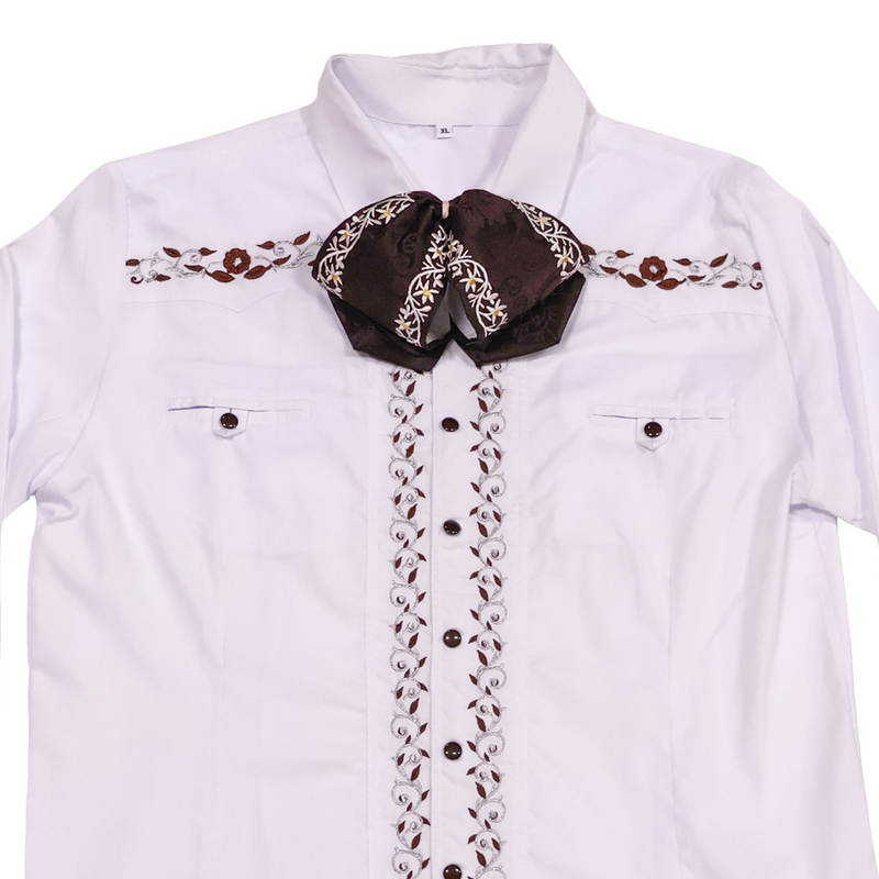 42 (XL) Charro Flor White Camisa Charra