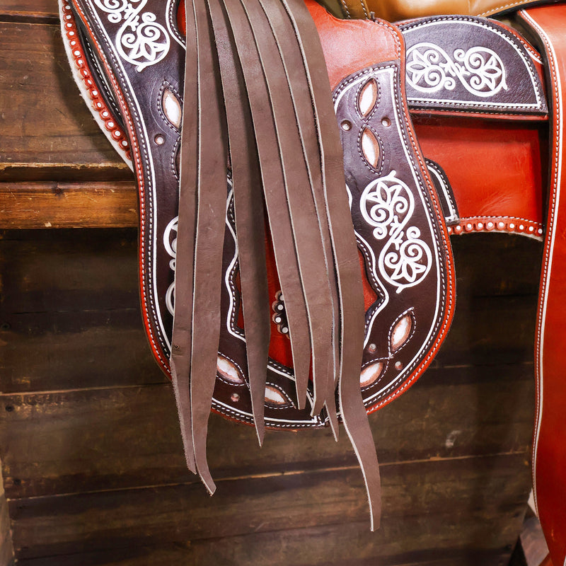 Brown Montura Juego De 8 Tientos De Piel Charro Saddle Strings