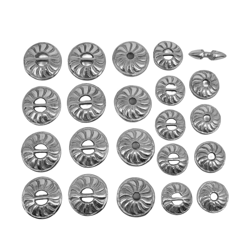 Charro Aluminum Conchos Set of 22 – Replacement Chapetones for Montura Charra