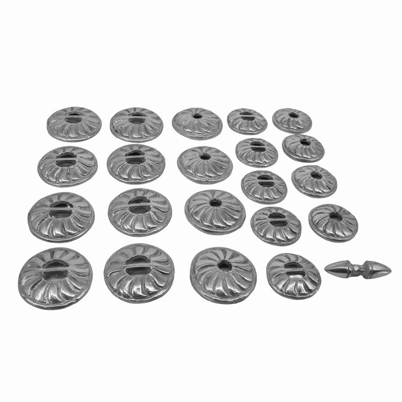 Charro Aluminum Conchos Set of 22 – Replacement Chapetones for Montura Charra