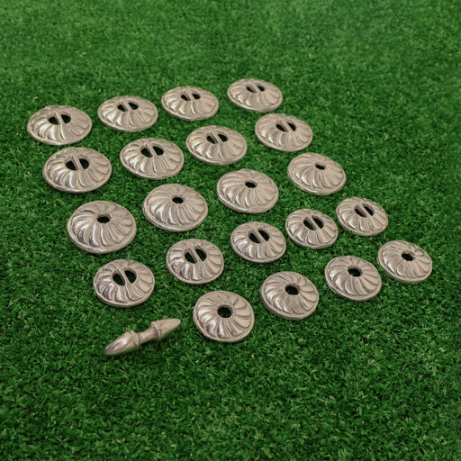 Charro Aluminum Conchos Set of 22 – Replacement Chapetones for Montura Charra - M - Royal Saddles - Charro Saddle Parts