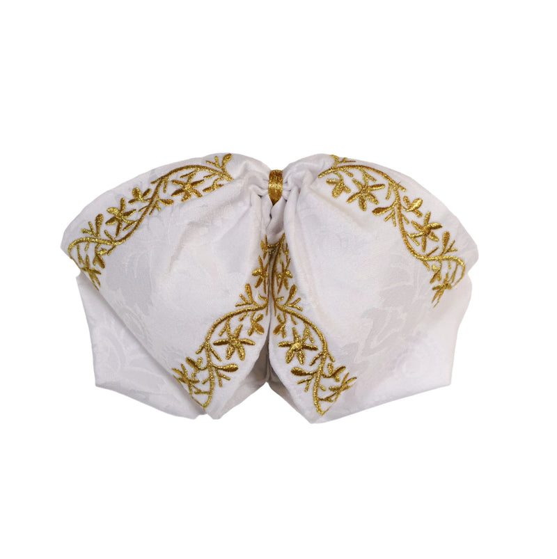 White Charro Mono Bowtie Gold Flor